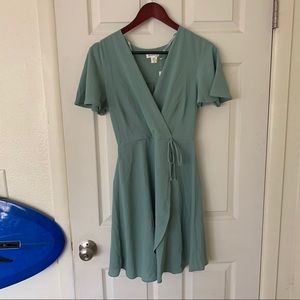 Sold Teal Faux Wrap Dress